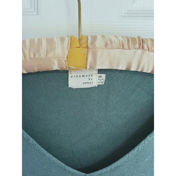 Dreamers by Debut Teal Green V-Neck Oversized Sweater M/L Cozy Lounge Layer Fall - Picture 4 of 8